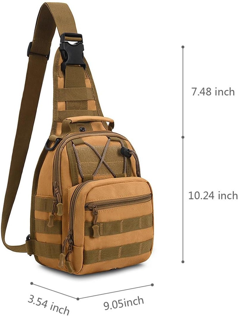 Viriber Tactical Backpack, Waterproof Military Cross-body Molle Sling Shoulder Backpack Chest Bag for Outdoor Every Day Carry Khaki - Image 4